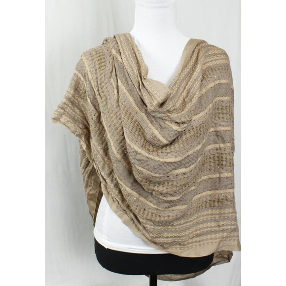 Charming Charlie Infinity Scarf Metallic Gold Tan Pattern Texture Boho Chic - Picture 8 of 11